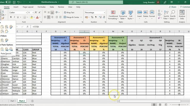 Creating a Markbook in Excel | Part 2 Calculations смотреть онлайн