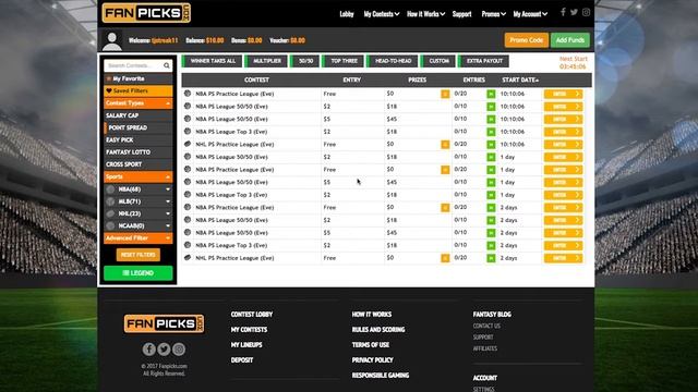 How to Play daily fantasy sports / football POINT SPREAD contests | Unlimited Salary based Draft смотреть онлайн