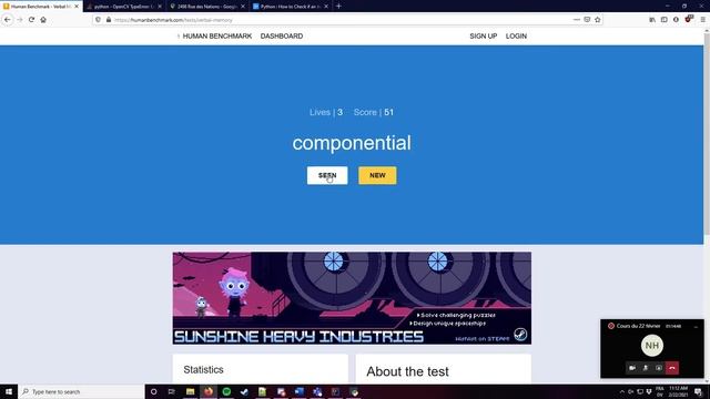 Cheat Python Verbal Memory Test Human Benchmark смотреть онлайн