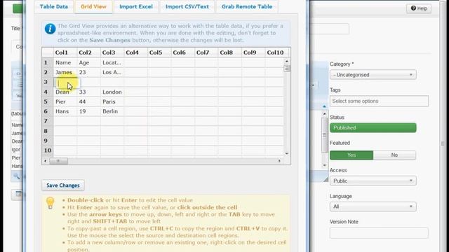 Joomla Tutorial - Create and edit HTML tables in your articles смотреть онлайн