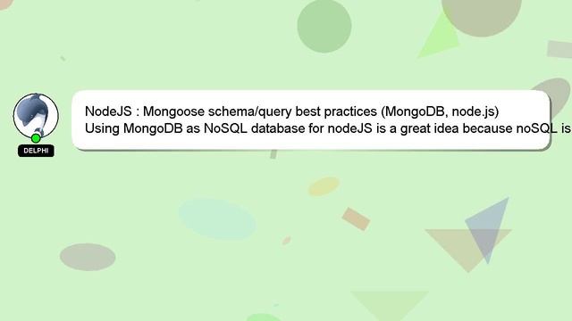 NodeJS : Mongoose schema/query best practices (MongoDB, node.js) смотреть онлайн