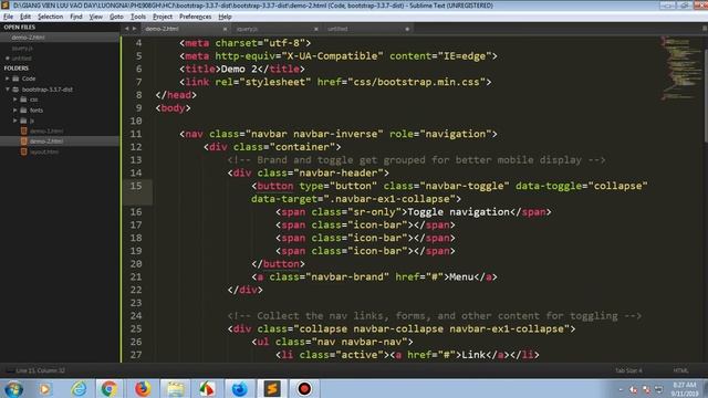 HTML5 - CSS3 - Javascrip & Bootstrap css bài 24 - Demo bs3 navbar смотреть онлайн
