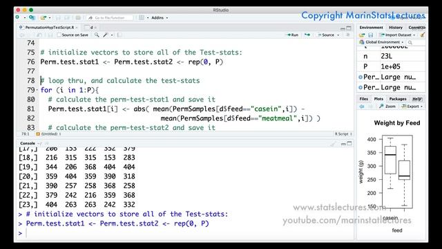 Permutation Hypothesis Test in R with Examples | R Tutorial 4.6 | MarinStatsLectures смотреть онлайн