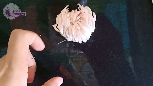 Ribbon Embroidery Of Chrysanthemum Inodorum Flower