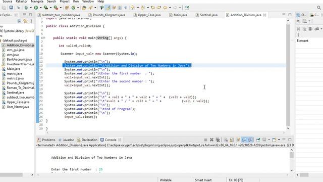 Addition and Division of Two Numbers in Java смотреть онлайн