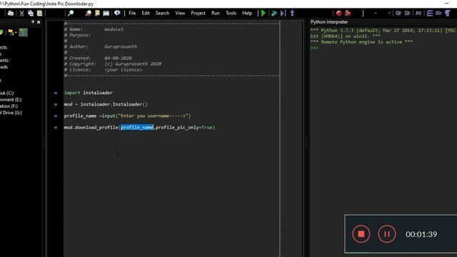 INSTAGRAM PROFILE DOWNLOAD | PYTHON TAMIL смотреть онлайн