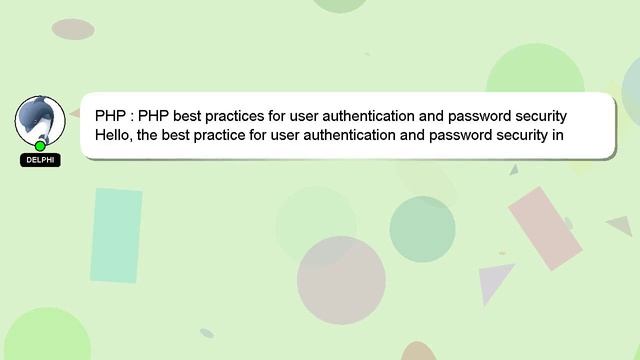 PHP : PHP best practices for user authentication and password security смотреть онлайн