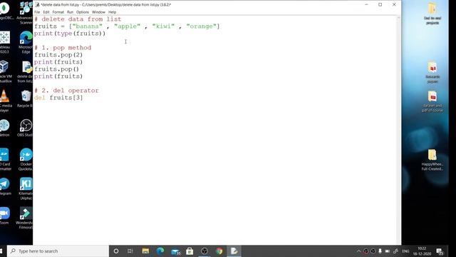 Python: Delete data from list (Tutorial in Hindi) смотреть онлайн