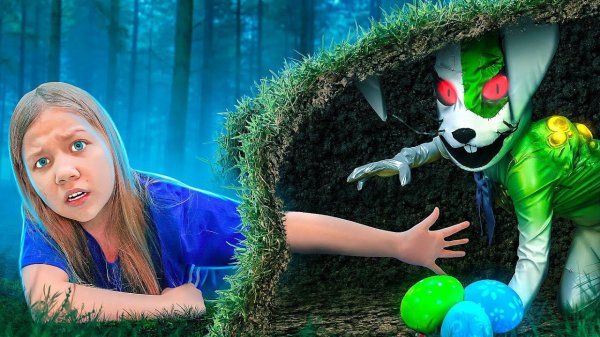 Xenia hunts for ZOMBIE animatronic BANNY! Portable rabbit hole in real life! Vanny FNAF ZOMBIES!