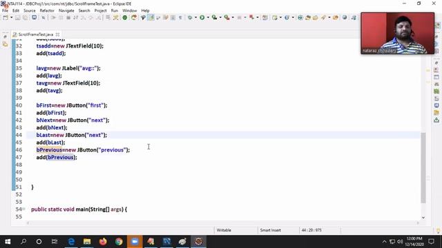 [Advance java]:Developing scroll frame by using jdbc,prepared statment and Swing part1(14/12/2020) смотреть онлайн