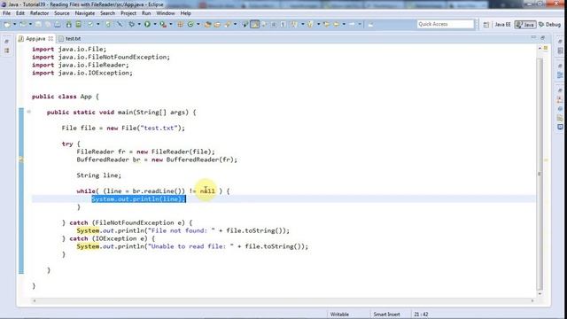 Learn Java Tutorial for Beginners, Part 39: Reading Files with FileReader смотреть онлайн