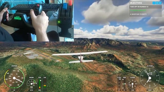 Flight Simulator 2020 Training Take-Off And Level Flight | Logitech G Saitek Pro Flight Yoke System