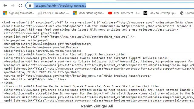 Retrieve Data From NASA Website RSS Feeds | WEBSERVICE & FILTERXML Function In Microsoft Excel