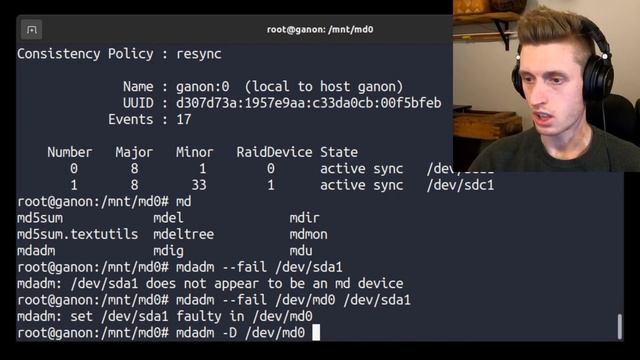 Removing a disk from RAID1 with mdadm смотреть онлайн