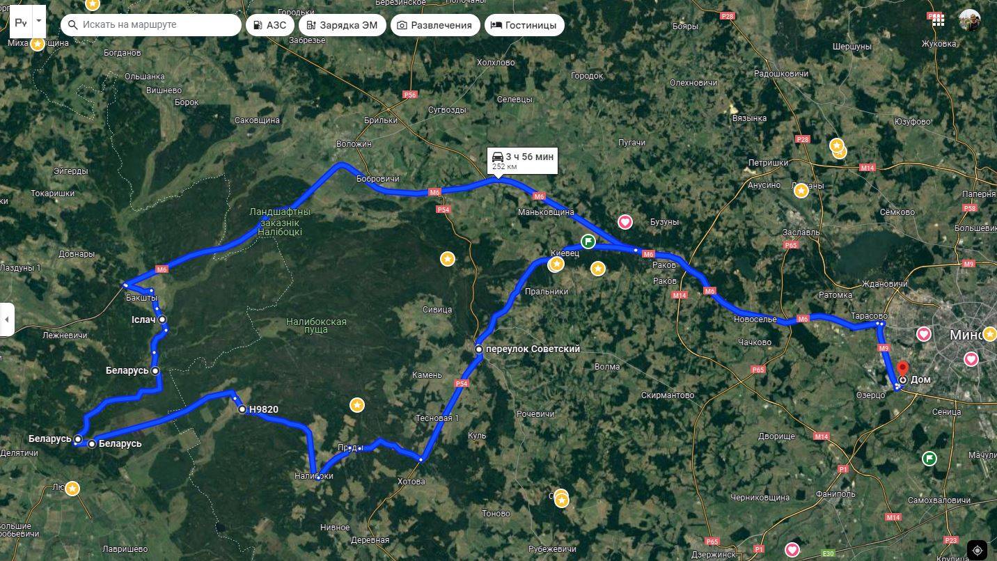 Поездка на Tesla Model 3 Performance вокруг Налибокской пущи, Беларусь 2024-08-14