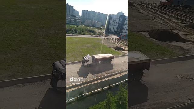 Скании едут Самосвалы с полуприцепами #Shorts #scania #грузовик смотреть онлайн