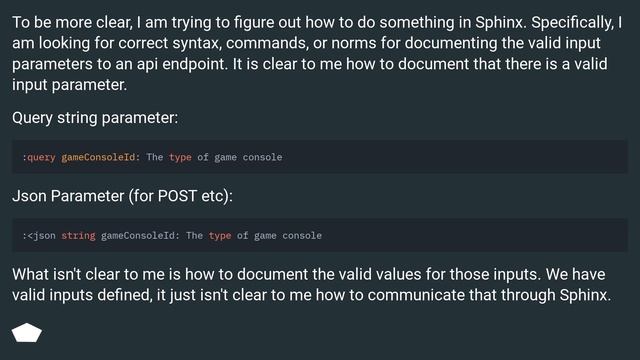 Sphinx describe valid input values to api смотреть онлайн