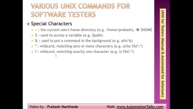 Unix For Testers - 15-Special Characters to be used with unix commands смотреть онлайн