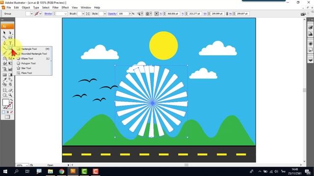 การวาดแสงอาทิตย์ด้วยโปรแกรม Illustrator смотреть онлайн