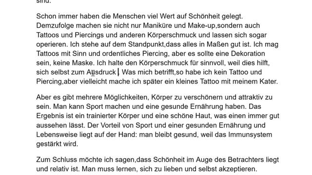 Schreiben B2. Thema Schönheit. Tattoos und Piercings. смотреть онлайн