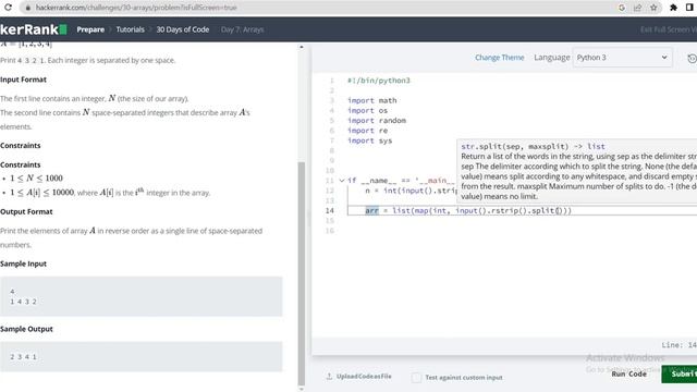 #7: "Arrays" Hackerrank 30 Days of Code using Python Solution | #hackerrank смотреть онлайн