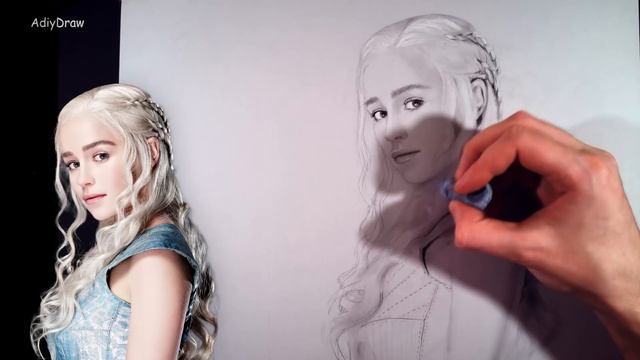 Как нарисовать портрет по фотографии! Emilia Clarke Drawing смотреть онлайн