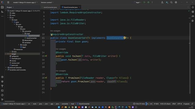 Implementacja warstwy do zarządzania danymi w formacie JSON z wykorzystaniem biblioteki Gson смотреть онлайн