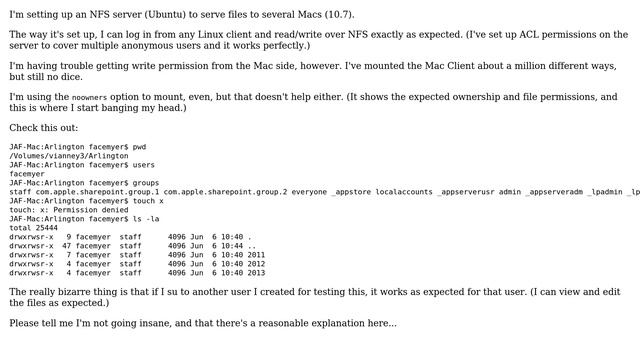 Apple: Confounded by permissions problem on NFS share смотреть онлайн