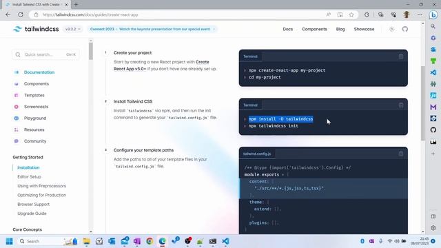 Install Tailwind CSS into Your React App | Use Tailwind CSS in Your Create React App смотреть онлайн