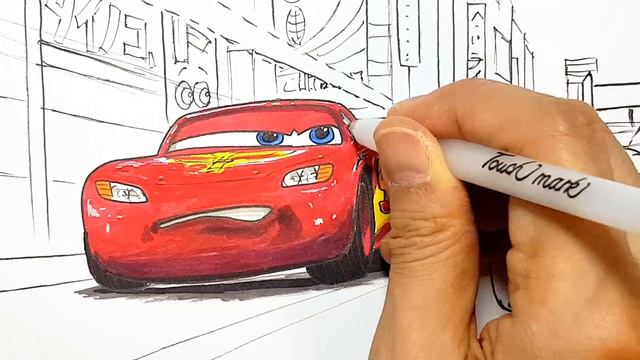 Draw LIGHTNING McQUEEN Vs FRANCESCO . CARS 2 TOKYO RACE Drawing And Coloring Pages | Tim Tim TV