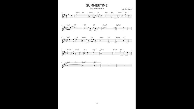 Summertime - George Gershwin - Alto Sax - Sheet Music/Notes/Ноты для саксофона.