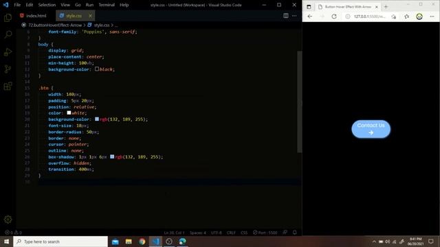 Make a cool button hover animation | Add an arrow on hover | HTML and CSS смотреть онлайн