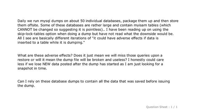 MySQL : skip-lock-tables and mysqldump смотреть онлайн