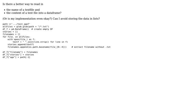Code Review: Loading .txt file content and filename into pandas dataframe смотреть онлайн