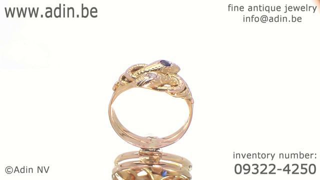 Victorian serpents ring, embracing snakes set with rose cut diamond and sapphire (09322-4250) смотреть онлайн