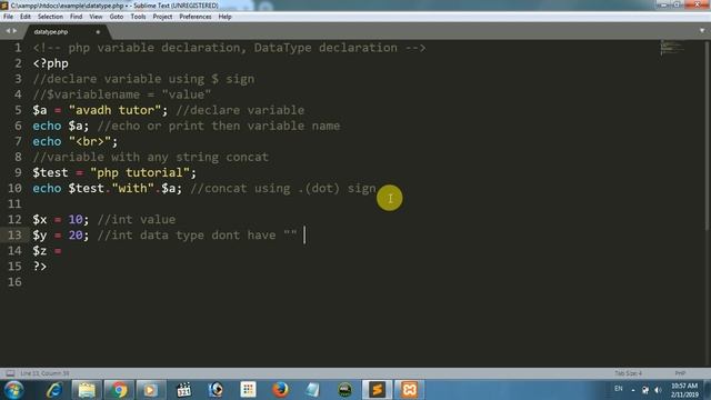 php datatype | php variable declaration | php integer | php boolean | php tutorial | avadh tutor смотреть онлайн