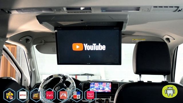 Volkswagen Multivan T6, Mercedes, Toyota, Корея XM моторизированный, установка потолочного монитора смотреть онлайн