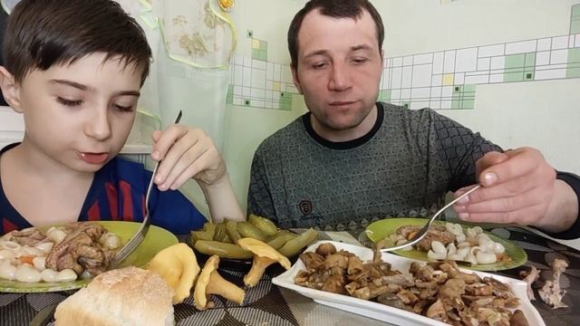 Мукбанг, вкусный ужин, ? хлеб домашний?