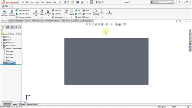 SOLIDWORKS TUTORIAL LESSON 1 SKETCH EXTRUDE BOSS/BASE EXTRUDE CUT смотреть онлайн