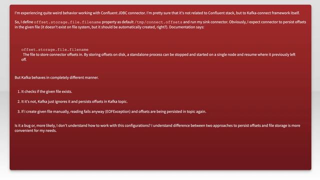 Kafka-connect sink task ignores file offset storage property смотреть онлайн