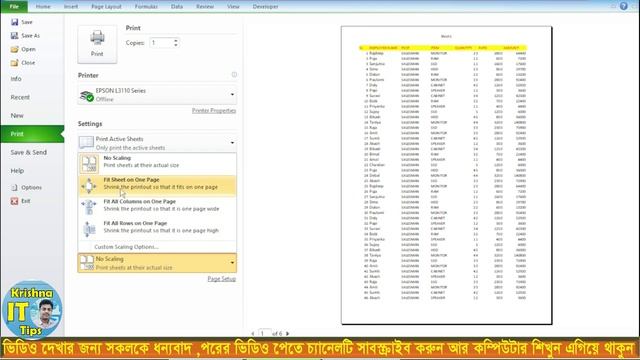 How to Print large Excel Sheet in A4 Page || এক্সেল এর বড় ফাইলকে a4 পেজে প্রিন্ট করা শিখুন смотреть онлайн