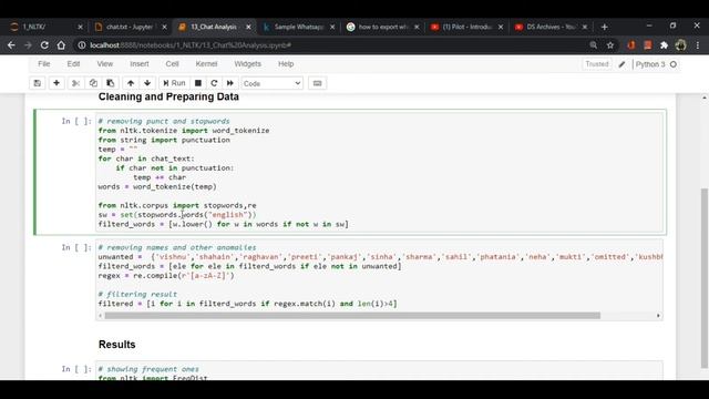 Find most used words in your Whatsapp Chat using NLTK (Part -13) - Natural Language Toolkit Tutoria смотреть онлайн