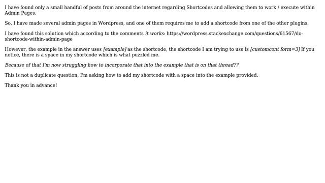 Wordpress: Shortcodes (with a space) added to php Sample смотреть онлайн