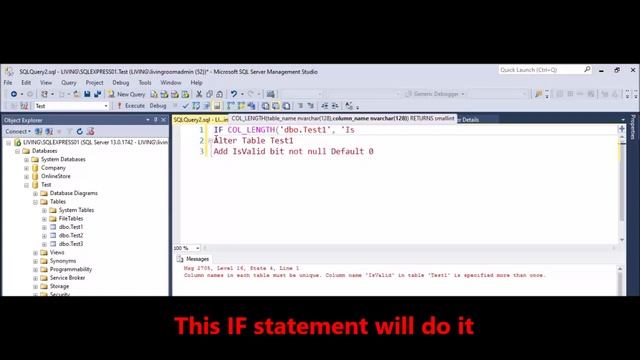 MSSQL - Fix Error - Column names in each table must be unique Column name 'IsValid' in table 'Test смотреть онлайн