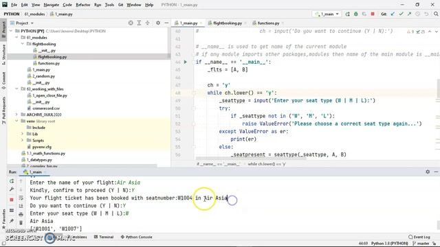 Flight Booking System using Python смотреть онлайн