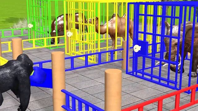 Cow Mammoth Elephant Gorilla Lion Bear Tiger Horse Eat Fruits Challenge Wild Animal Cage Games смотреть онлайн