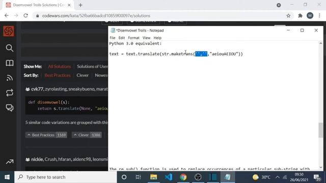 Disemvowel Trolls [CODEWARS W/ PYTHON] смотреть онлайн
