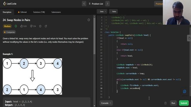 Swap Nodes in Pairs | Leetcode #24 | Java Solution смотреть онлайн