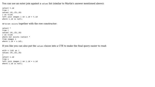 Databases: Find IDs from a list that don't exist in a table (4 Solutions!!) смотреть онлайн