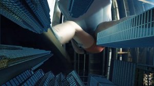 Giantess in vans crushing a tiny city
